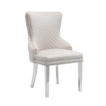 Lyon 2X Dining Chair Beige Velvet STAINLESS Legs V43-DC-LYN