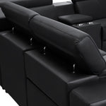 Washington Genuine Leather 6 Seater Corner Sofa With 2 Electric Recliners And Reversible Console V43-SOF-WSHTN-BL