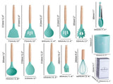 12 Piece Silicone Cooking Utensils Set Non-Stick Cutlery Set Food Grade Silicone Kitchenware Wooden V1189-WXFWAL-20260319-00130