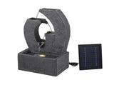 Gardeon Solar Fountain 5 Levels Cascading Water Feature Resin 50cm Black FOUNT-MUSHROOM-3LVL-BK
