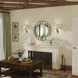 P&P Silver and Tawny Round Sunburst Mirror with Beveled Glass, Decorative Wall Accent V767-JJ-XM962-M-V1