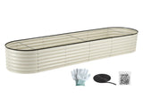 Green Fingers Oval Raised Garden Bed Galvanised Planter Box Rust Resistant 240x60x45cm White GB-OVAL-2406045-WH