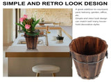 Wooden Flowerpot Planter for Indoor and Outdoor Use, Brown Wood Plant Pot for Home and Garden V1369-AZ3-W-24917