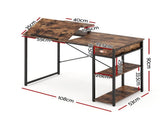 Artiss Computer Desk Drafting Drawing Table Tiltable Top Rustic Brown 108cm MET-DESK-26137-RB