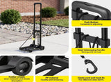 Giantz Folding Trolley Portable Hand Truck Lightweight Travel Luggage Black HP-CART-2W-BK