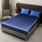 Soft Solid Matte Satin Hotel Style 4 Piece Set Full Size with Deep Pocket Fitted Flat V1366-AZ2-W-14731