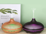 (2-Pack) 550ml Wood-Grain Ultrasonic Aroma Diffuser and Humidifier with 7-Color LED Night Light and V1265-AU-178-QIANMU-2