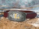 Men's American Western Belt Knight Vintage Initial Letters A to Z Alphabet Cowboy Rodeo Belt V1188-CYX-J02-2168