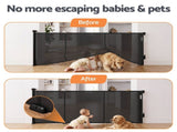 Keezi Retractable Gate Baby Gate Pet Safety Fence Extends up to 400cm Black SG-400X86-BK