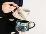 Vintage Kiln-Transmutation Ceramic Mug, Spiral Silhouette Jute Heat-Resistant Handle, Handcrafted V1232-TCSBLHZ-008