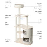HONEYPOTCAT Fun Oasis Wood Cat Tree & Activity Barrel - 135cm V390-230618