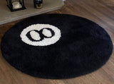 Black, Billiard Ball Mat, 8-Ball Soft & Fluffy Black Bedroom Decoration, Black Circle V1188-JAR60-03865-2