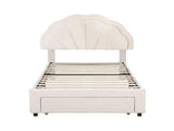 Artiss King Single Bed Frame with Storage Drawer Upholstered Velvet Platform Bed LED Headboard BFRAME-G-GLOW-KS-WH-AB