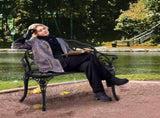 Outdoor Bench, 38.8 inches Metal Bench for Outdoors, 480 lbs Load Capacity Bench, Outdoor V952-GYZYJS40YC00PL1X7V0