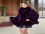 Imitation Mink Collar Knit Shawl Autumn/Winter Retro Cape, Elegant, Versatile, and V1232-FLDMWT003