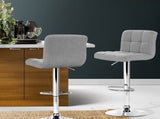 Artiss 2x Bar Stools Kitchen Dining Chairs Counter Stool Gas Lift Fabric Grey BA-TW-NEW1055-GYX2