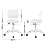 Artiss Ergonomic Office Chair Armless Study Chair Height Adjustable for Girls Boys Teens White OCHAIR-M-1006-WH
