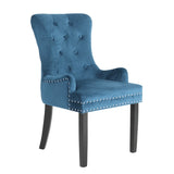 French Provincial Dining Chair Ring Studded Velvet Rubberwood Leg LISSE NAVY BLUE V274-FT-VFC-1141-NV1