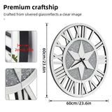 Sparkle Twinkle Crystal Diamond Wall Clock Silver Mirror Wall Decor Big Clocks V767-JJ-XM967