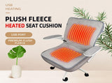USB-Powered Heated Cushion with Faux Rabbit Fur, Ideal for Office Chairs, Car Seats, Outdoor Use, V1341-ZY-K4RL42UJ-BLACK