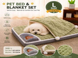 2-piece L size Green Pet Winter Comfort Bundle 70*55cm Plush Pet Blanket and 60*40cm Thickened Pet V888-ELOSUNG53279