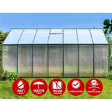 Green Fingers Greenhouse 4.43x2.44x2.15M Aluminium Polycarbonate Green House Garden Shed GH-ALU-443X244-GN-AB