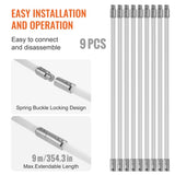 9 m Chimney Sweep Kit, w/ 9 Reinforced Nylon Flexible Rods, Ergonomic Chimney Cleaning Brush, V952-YCS30YC1PCS9ENFT8V0