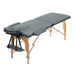 Zenses Massage Table 56cm Portable 2 Fold Wooden Beauty Bed Grey MT-WOOD-2FOLD-GREY-56