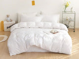 Tufted Diamond Jacquard Queen Size White Duvet Quilt Cover Set V493-JX-01-Q