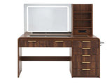 Artiss Dressing Table Vanity Desk LED Lighted Mirror Glass Top 7 Fluted Drawers 120CM Walnut FUR-AG-DRESS02N-WAL-AB