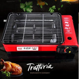 Portable Gas Stove Burner Butane BBQ Camping Gas Cooker With Non Stick Plate Red without Fish Pan V255-JYT-002-RD