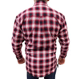 Mens Flannelette Long Sleeve Pullover Shirt 100% Cotton Flannel - Half Placket - Red/Navy - 9XL V563-FS-HP22-49-9XL