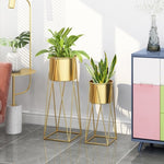 SOGA 50cm Gold Metal Plant Stand with Gold Flower Pot Holder Corner Shelving Rack Indoor Display FPOTH52GLD