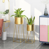 SOGA 4X 50cm Gold Metal Plant Stand with Gold Flower Pot Holder Corner Shelving Rack Indoor Display FPOTH52GLDX4