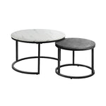 Set of 2 Coffee Table Round Marble Nesting Side End Table Furniture V63-848251