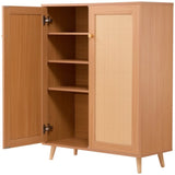VEVOR Rattan Shoe Cabinet 5 Tiers Shoe Organizer 2 Doors & Adjustable Shelves V952-DMTBXJ2M293718WI7V0