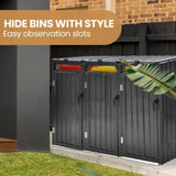 PLANTCRAFT Triple Steel Wheelie Garbage Bin Storage Shed, Enclosure with 3 Opening Doors V219-GBGSTLPCGS3A