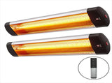 Devanti 2PCS Electric Radiant Strip Heater Outdoor Indoor Patio Infrared Heaters 3000W RHP-3000W-BK-2X