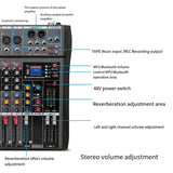 Hridz CT-80S Professional Audio Mixer 8 Channels Bluetooth USB Mixer with Effects, 48V Phantom V571-HRIDZCT80SAM
