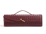 Wine Red Luxury Woven PU Leather Clutch - Elegant Women's Evening Baguette Bag with Adjustable V888-ELOSUNG11558