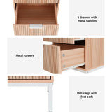Artiss 2X Bedside Table 2 Drawers Storage Nightstand Cabinet Metal Legs Pine FUR-U-BS-01-WDX2