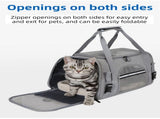 Grey Foldable Pet Carrier Bag with Breathable Mesh Windows, Removable Fleece Pad & Shoulder Strap V888-ELOSUNG55551