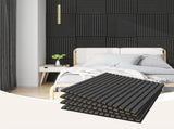 4 Pcs 60cm x 60cm Wall Panel Wood Slat Acoustic Panels Sound Absorbing Proof Panel for Wall Ceiling V324-4XWPANEL6060-BLACK