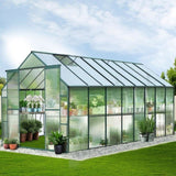 Greenfingers Greenhouse 5.1x2.44x2.1M Aluminium Polycarbonate Green House Garden Shed GH-ALU-510X244-GN-AB