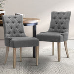 Artiss Dining Chairs Set of 2 Linen French Provincial Grey UPHO-C-DIN470-GYX2