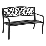 Gardeon Outdoor Garden Bench Seat Steel Outdoor Furniture 3 Seater Park Black GB-STEEL-XG201-BK