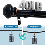 Double Curtain Rods for Windows 16.2 to 90.6 Inches 3/4 inch Diameter Adjustable Decorative V1259-DP01-A-4439