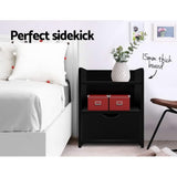 Artiss 2X Bedside Table 1 Drawer with Shelf - FARA Black FURNI-C-BS-TOGO-BKX2