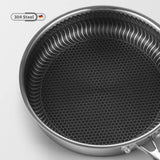 Stainless Steel Frying Pan Non-Stick Cooking Frypan Cookware 32cm Honeycomb Double Sided V255-304-32CM-PAN-LID-2SIDE