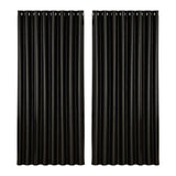 Artiss 2X Blockout Curtains Eyelet 300x230cm Black Shine BC-SHINE-300X230-BK